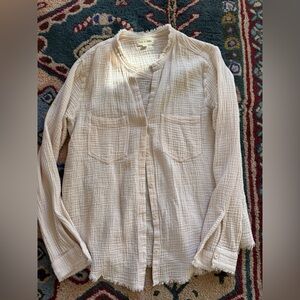 Cream Textured Button-Up Shirt